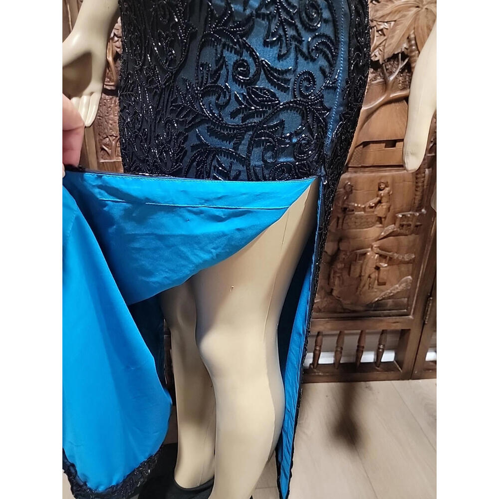 Cache Collection 100% Silk Size S Artsy Sophisticated Dress Backless Beaded #C3 - Picture 7 of 12